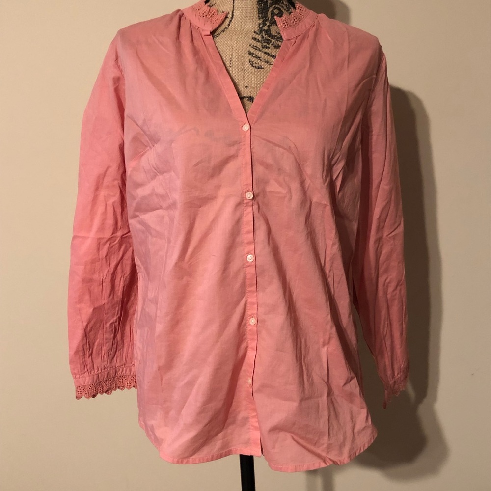 Brand new coral pink button up with collar detail